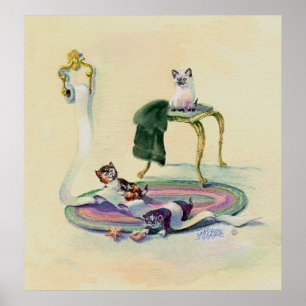 KITTENS & TOILET PAPER by SHARON SHARPE Poster