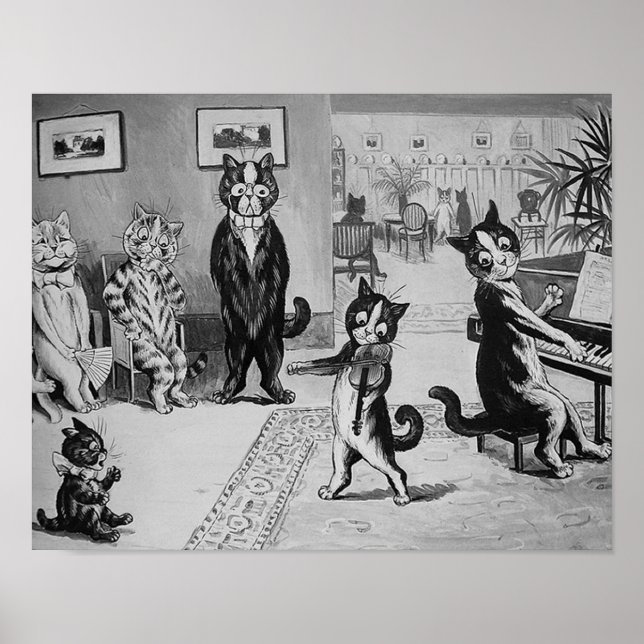 Kittens Violinist, Louis Wain Poster (Front)