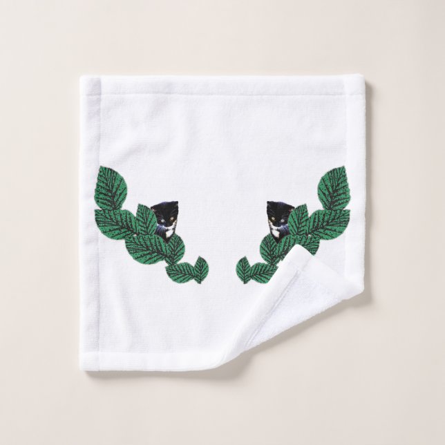 Kittens with Leaves Bath Towel Set (Wash Cloth)