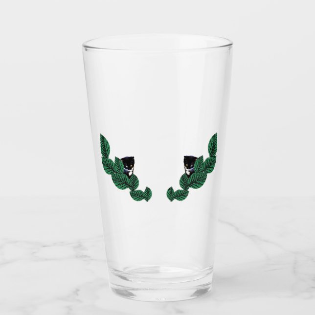 Kittens with Leaves Glass (Front)