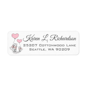Kittens with Pink Balloons Return Address Labels