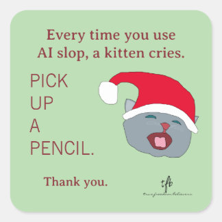 #KittensAgainstAISlop IV Christmas Square Sticker