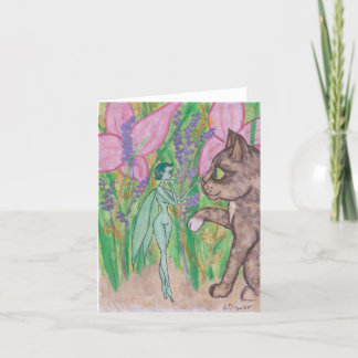 kitten'snew freind thinkingof you thank you card