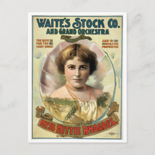 Kittie Rhoades Vintage Theatre Poster Postcard