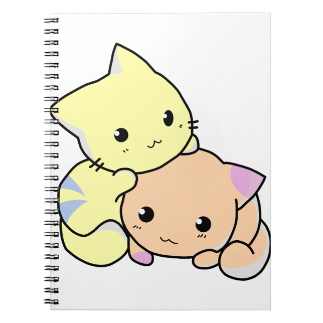 kitties cartoon snuggle cats cute notebook (Front)