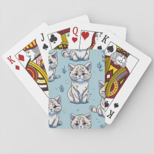 Kitties Kittens Cats in Seamless Pattern Playing Cards