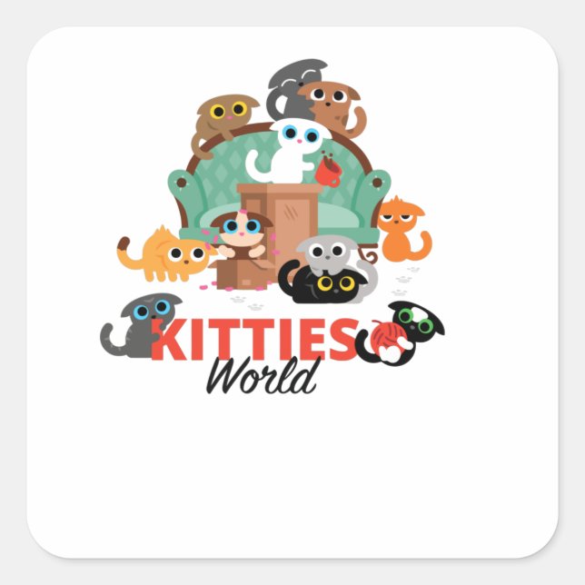 Kitties World Square Sticker (Front)