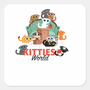 Kitties World Square Sticker