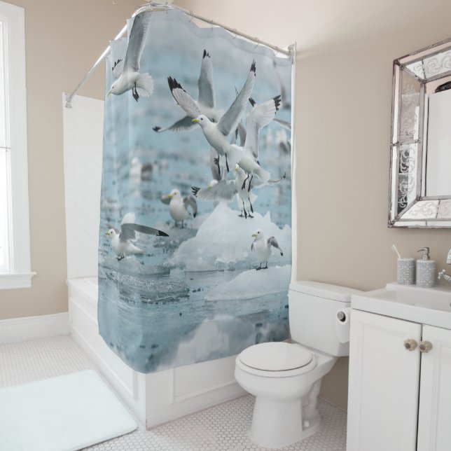 Kittiwakes Flying Shower Curtain (In Situ)