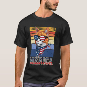 Kitty American Flag cat Funny 4th of July Meowica T-Shirt