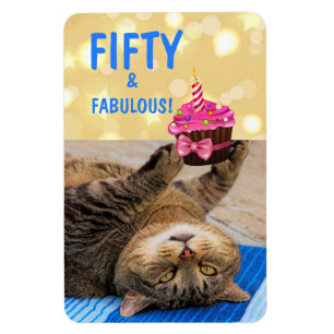 Kitty and Cupcake Fiftieth Birthday Magnet