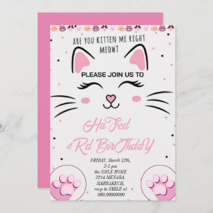 Kitty and Friends Birthday Invitation, Printable P Invitation