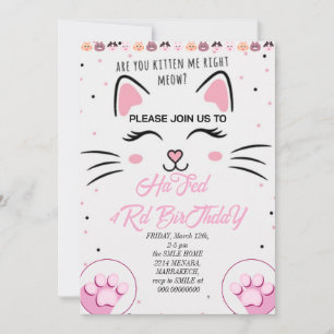 Kitty and Friends Birthday Invitation, Printable P Invitation