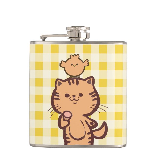 Kitty and Little chicken Hip Flask (Front)