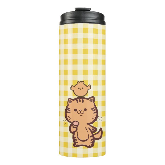 Kitty and Little chicken Thermal Tumbler (Front)