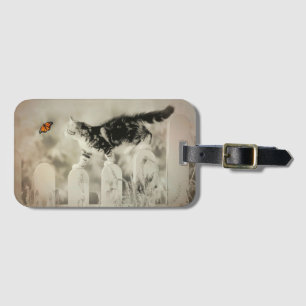 Kitty and Monarch Butterfly Luggage Tag