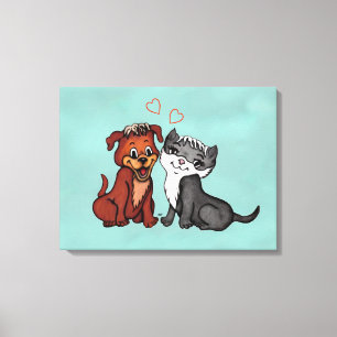 Kitty and Puppy Canvas Print
