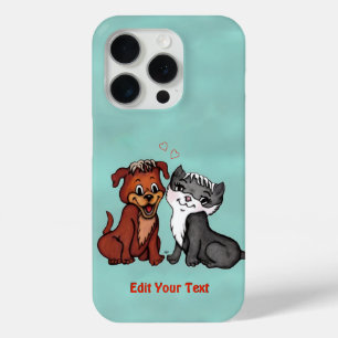 Kitty and Puppy , Edit Your Text iPhone 15 Pro Case