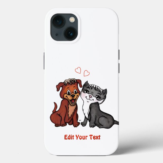 Kitty and Puppy , Edit Your Text Case-Mate iPhone Case (Back)