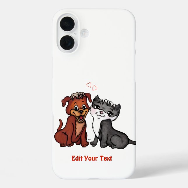 Kitty and Puppy , Edit Your Text Case-Mate iPhone Case (Back)