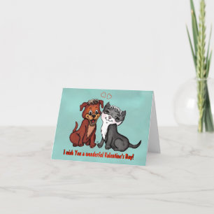 Kitty and Puppy , Happy Valentines Day! Card