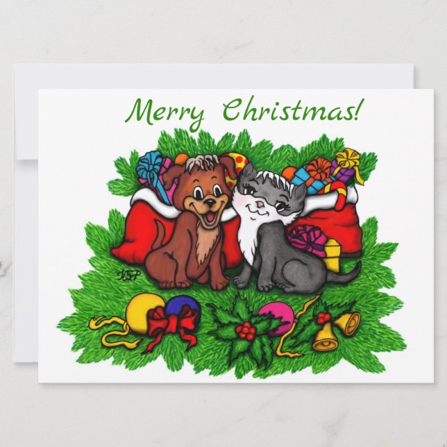 Kitty and Puppy , Happy XMas (Front)