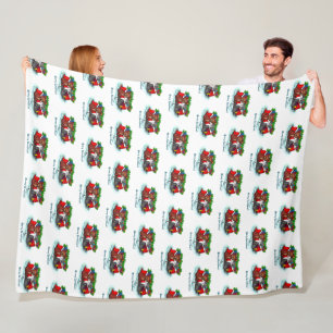 Kitty and Puppy , Happy XMas Fleece Blanket