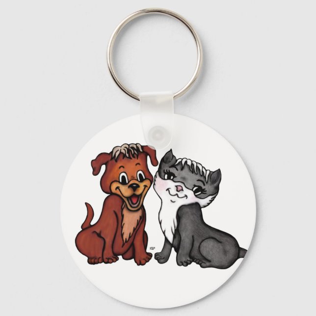 Kitty and Puppy Key Ring (Front)