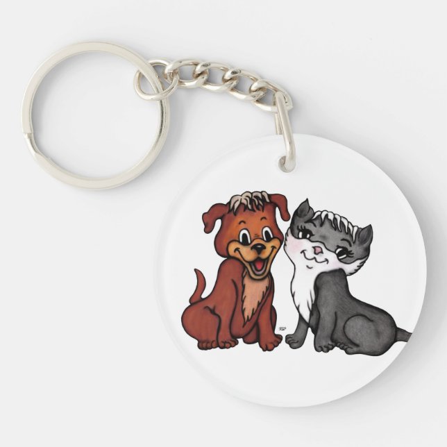 Kitty and Puppy Key Ring (Front)