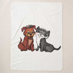 Kitty and Puppy Sherpa Blanket