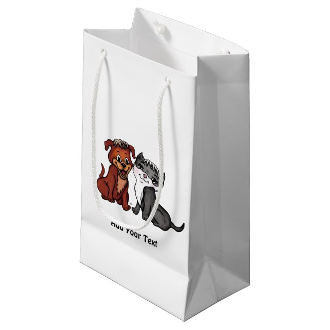 Kitty and Puppy Small Gift Bag (Front Angled)