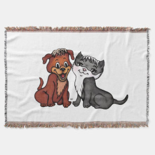 Kitty and Puppy Throw Blanket