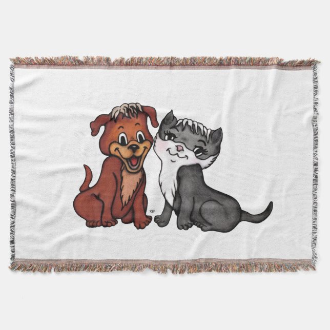 Kitty and Puppy Throw Blanket (Front)