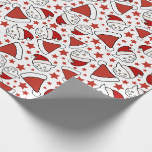 Kitty and Santa hats Christmas pattern Wrapping Paper