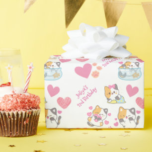 kitty baby girl  birthday  wrapping paper