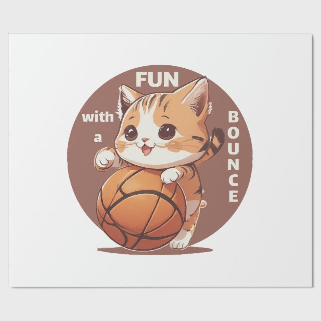 kitty basketball wrapping paper (Flat)