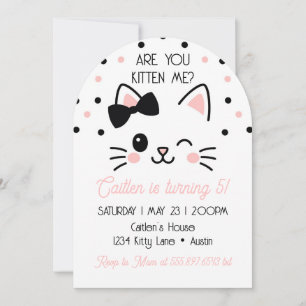 Kitty Birthday Are You Kitten Me Pink Invitation