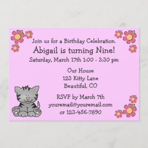 Kitty Birthday Invitation for Girls