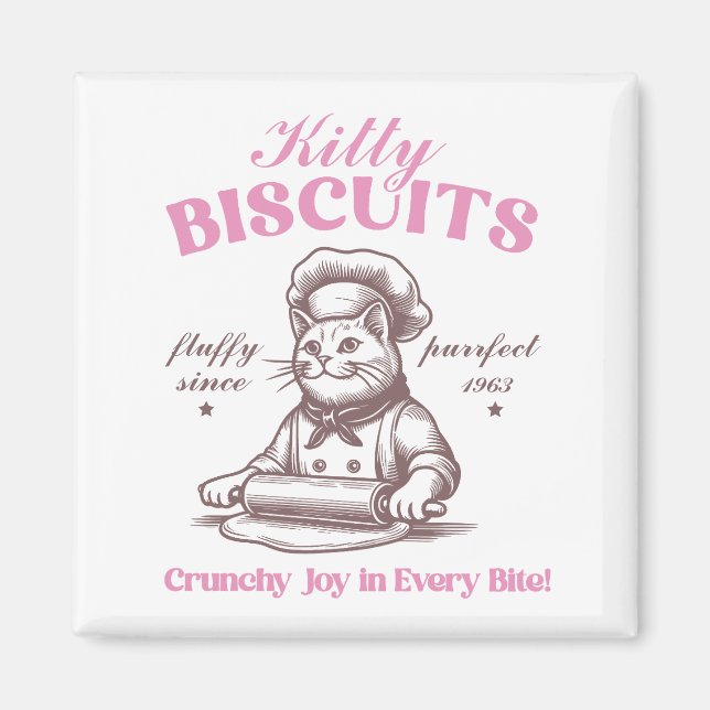 Kitty Biscuits Adorable Cat Baker Making Biscuit Magnet (Front)