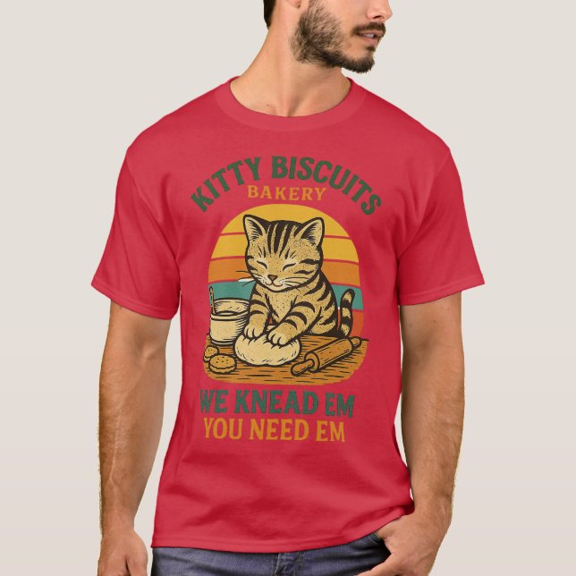 Kitty Biscuits Bakery Funny Cat Baking T-Shirt (Front)
