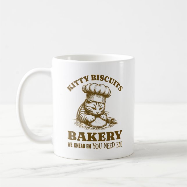 Kitty Biscuits Bakery We Knead Em You Need Em Coffee Mug (Left)