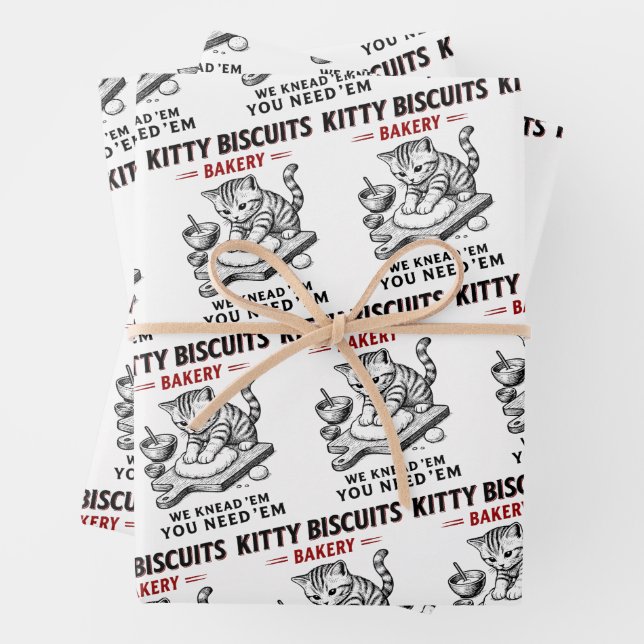 Kitty Biscuits Bakery Wrapping Paper Sheet (In situ)