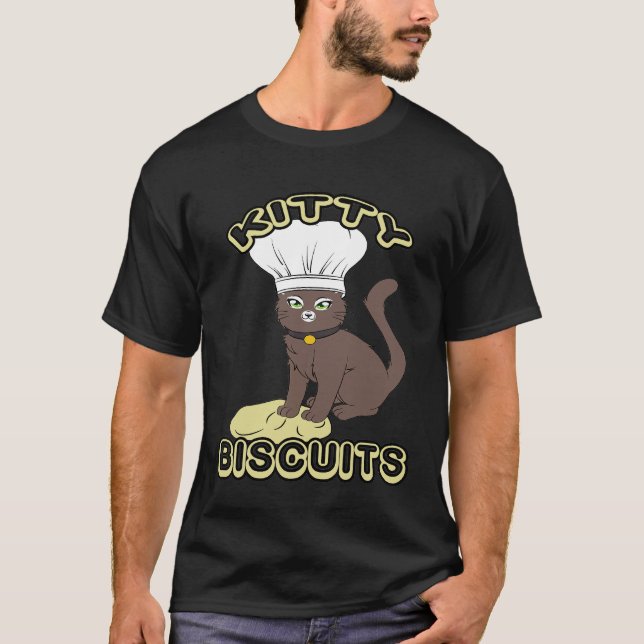 Kitty Biscuits Cat   Kneading Dough Chef Cat T-Shirt (Front)