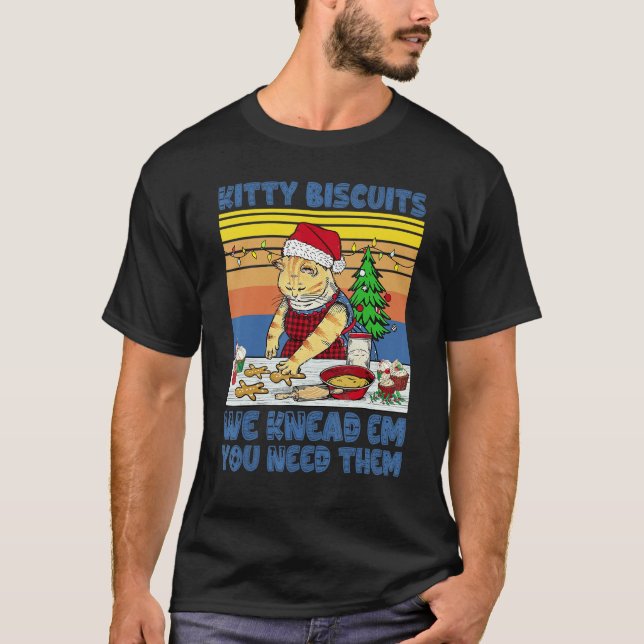 Kitty Biscuits Christmas Cat Baking T-Shirt (Front)