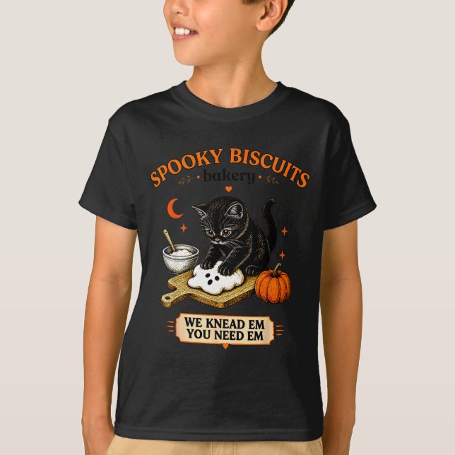 Kitty biscuits spooky season spooky biscuits T-Shirt (Front)