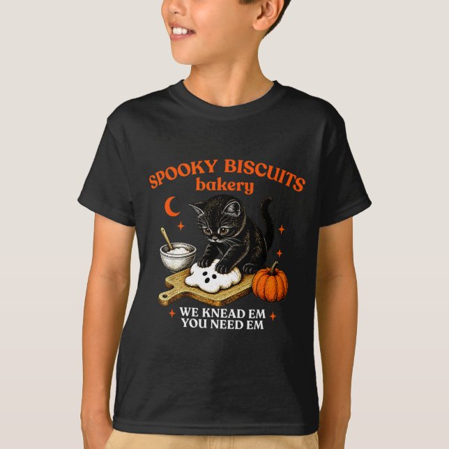 Kitty biscuits spooky season spooky biscuits T-Shirt (Front)