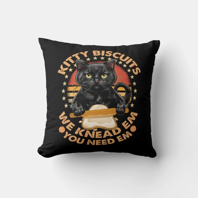 Kitty Biscuits We Knead Em You Need Em Cats Baking Cushion (Front)