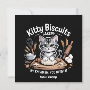 Kitty Biscuits We Knead Em You Need Em Cute Cat Invitation