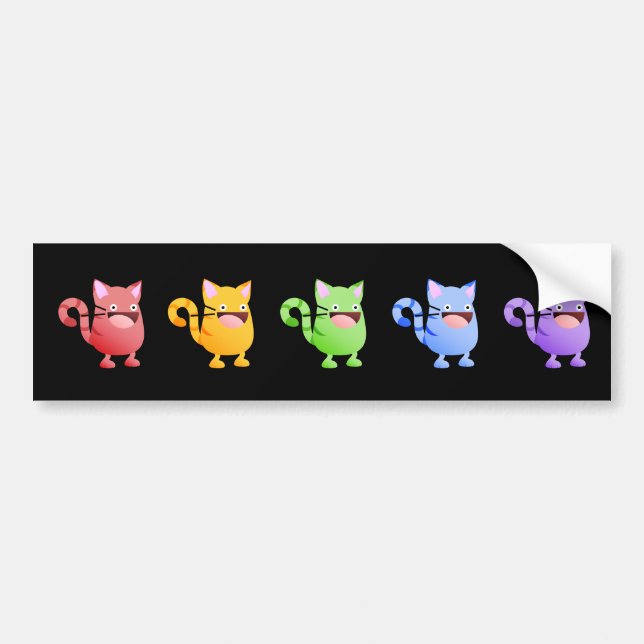 Kitty Bounce Rainbow Sticker (Front)
