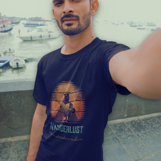 Kitty Buccaneer's Sunset Quest T-Shirt (A man is wearing a Kitty Buccaneer's Sunset Quest T-shirt.)